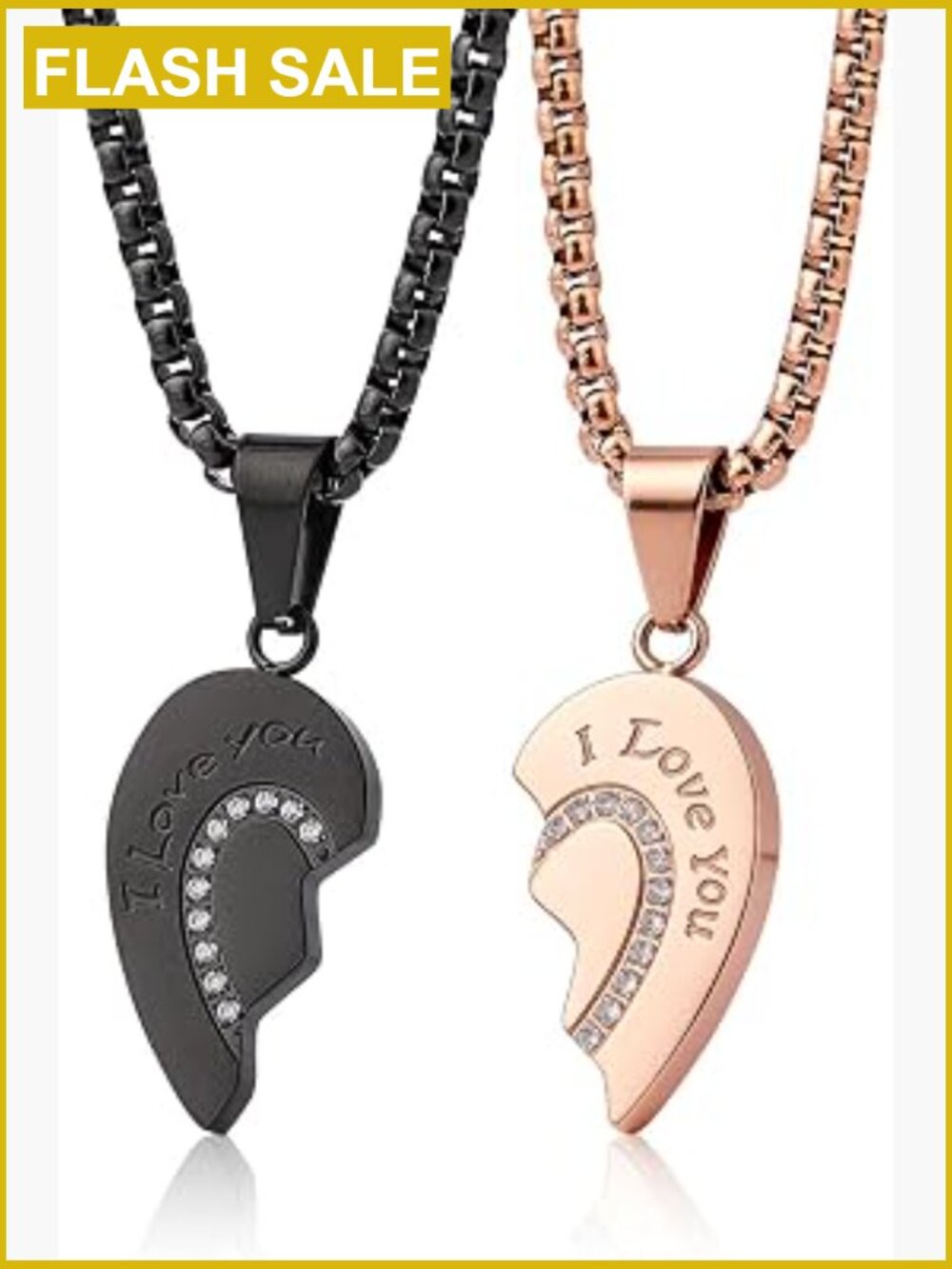 Matching Broken Heart Necklace Set Couples Gift Love Pendant Stainless Steel